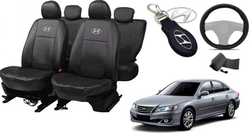 Imagem de Kit Capas de Couro Hyundai Azera 2008 + Capa de Volante + Chaveiro Hyundai