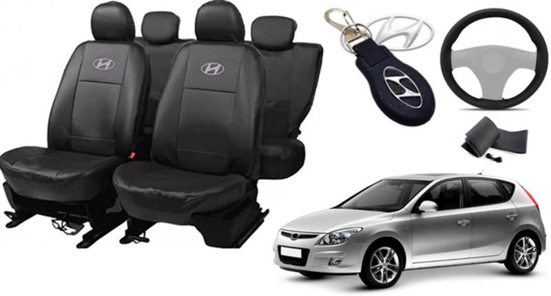 Imagem de Kit Capas de Couro Hyundai i30 2009 + Capa de Volante + Chaveiro Hyundai