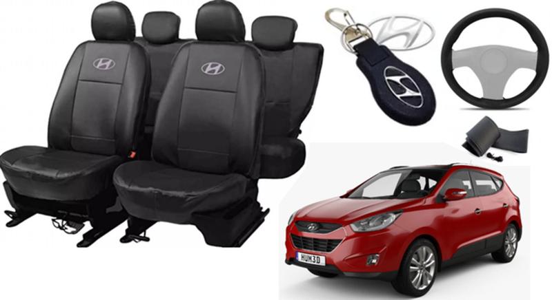 Imagem de Kit Capas de Couro Hyundai ix35 2010 + Capa de Volante + Chaveiro Hyundai