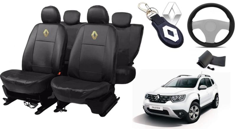 Imagem de Kit Capas de Couro Impermeável Renault Duster 2020 + Capa de Volante + Chaveiro