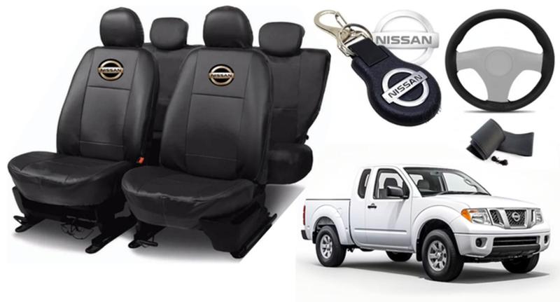 Imagem de Kit Capas de Couro Nissan Frontier 2004 + Capa de Volante + Chaveiro Nissan