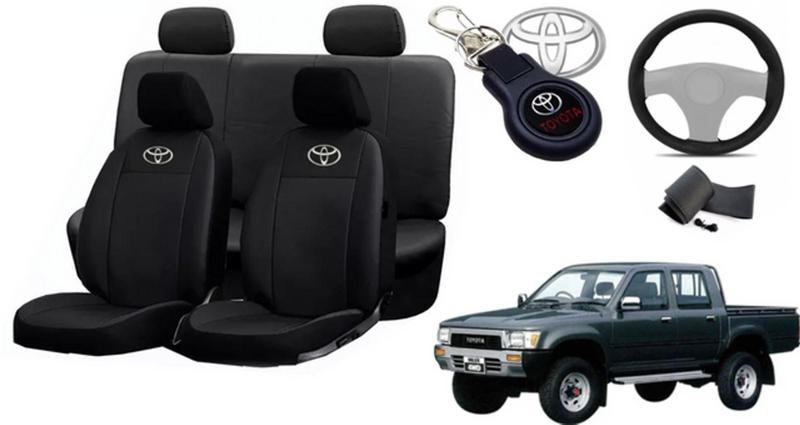 Imagem de Kit Capas de Couro Toyota Hilux 1995 + Capa de Volante + Chaveiro Toyota