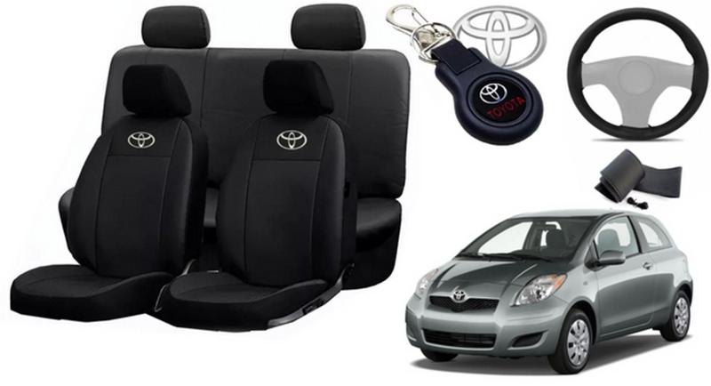 Imagem de Kit Capas de Couro Toyota Yaris 2012 + Capa de Volante + Chaveiro Toyota