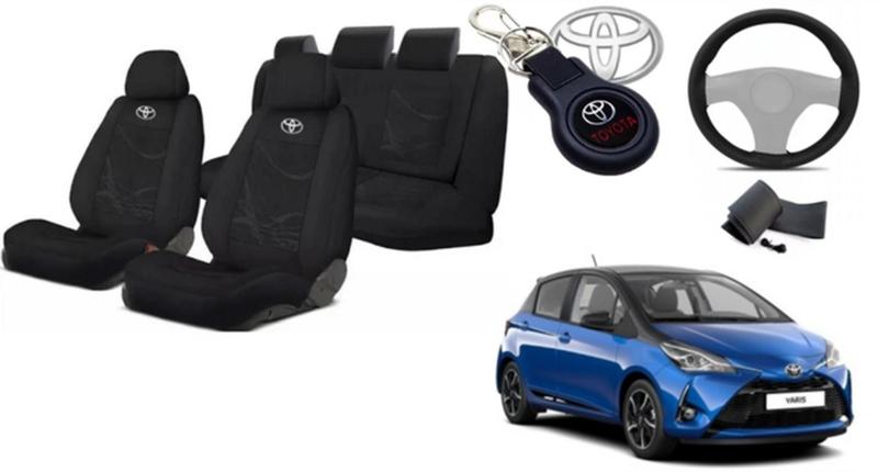 Imagem de Kit Capas Estofado Personalizado Yaris Sob Medida Tecido 12-18 + Volante + Chaveiro