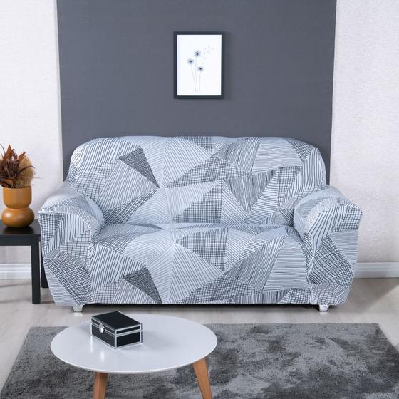 Kit Capas para Sofa 2 e 3 Lugares Malha Elastex Geo Escandinavo Exclusiva Menor preço em Kit Capas para Sofa 2 e 3 Lugares Malha Elastex Geo Escandinavo Exclusiva