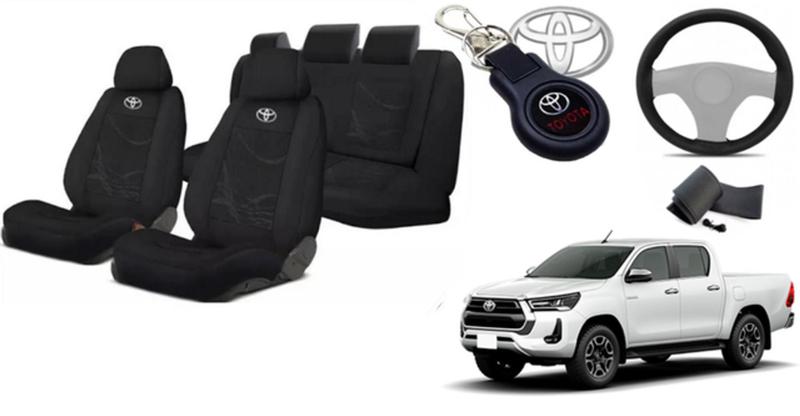 Imagem de Kit Capas Personalizado Estofado Personalizado Hilux 2019-24 + Volante + Chaveiro