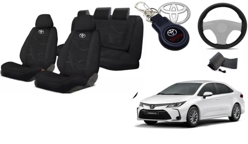 Imagem de Kit Capas Personalizado Tecido Assentos Corolla 20-24 + Volante + Chaveiro