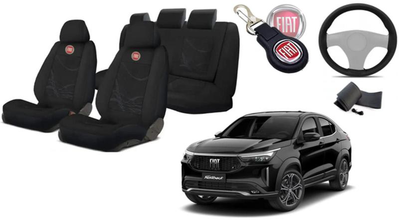 Imagem de Kit Capas Tecido Duráveis Fastback '18-'23 + Volante + Chaveiro - Proteção Premium