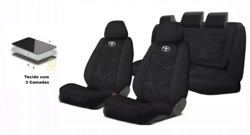 Imagem de Kit Capas Tecido Personalizado Corolla 03-08 + Volante + Chaveiro