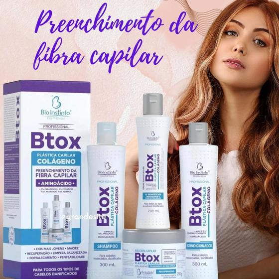 Imagem de Kit Capilar Botox Plástica Capilar 4 itens - Fortalecimento, limpeza balanceada, fios mais jovens