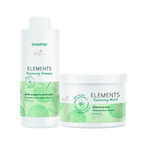 Imagem de Kit Capilar Hidratação Wella Professionals Elements Renewing - Shampoo e Máscara 500 ml