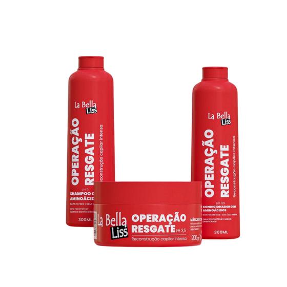 Imagem de kit capilar shampoo+ condicionador e máscara la bella liss operação resgate reconstrução