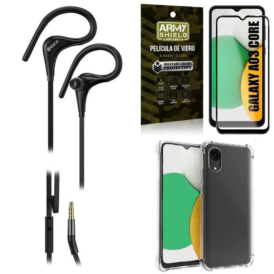 Imagem de Kit Capinha A03 Core + Fone De Ouvido Sport Hs92 + Película