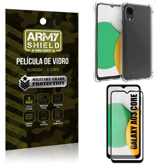 Imagem de Kit Capinha Anti Impacto Samsung A03 Core + Película Vidro 3D Armyshield