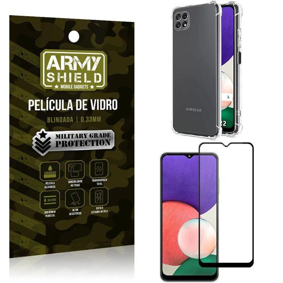 Imagem de Kit Capinha Anti Impacto Samsung A22 5G + Película de Vidro 3D - Armyshield