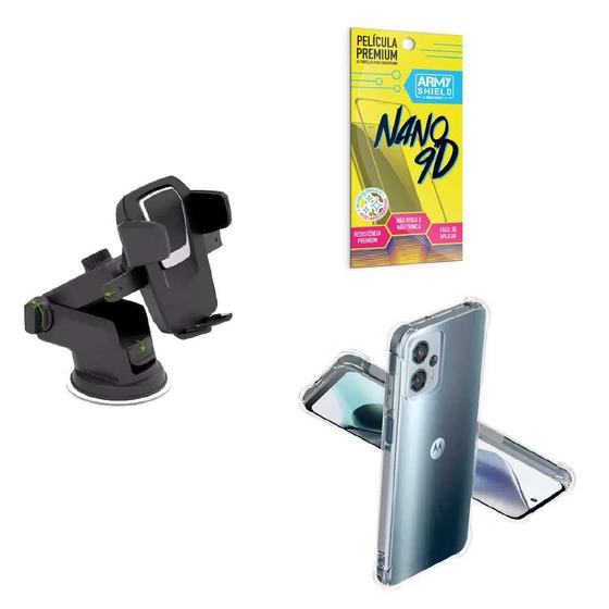 Imagem de Kit Capinha Anti Shock Motorola G13 + Suporte Veicular Premium + Película de Cerâmica 9D