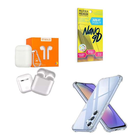 Imagem de Kit Capinha Anti Shock Samsung A24 + Fone de Ouvido Bluetooth Sem Fio + Película de Cerâmica 9D