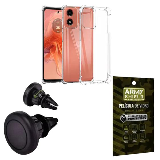 Imagem de Kit Capinha Antishock Moto G04 + Suporte Magnetico