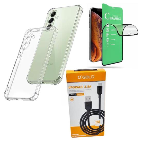 Imagem de Kit Capinha Antishock S24 Plus + Pelicula 9D + Cabo Tipo-C 2 Metros - ArmyShield