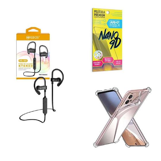 Imagem de Kit Capinha Moto E23 + Fone De Ouvido Hs188 + Película 9D