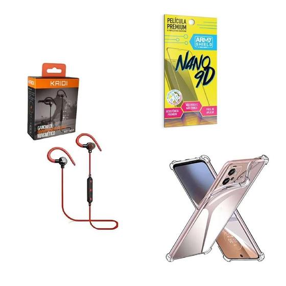 Imagem de Kit Capinha Moto E23 + Fone De Ouvido Sem Fio + Película 9D