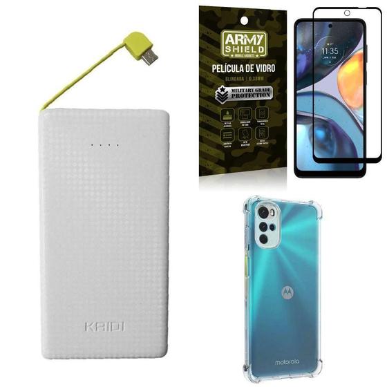 Imagem de Kit Capinha Moto G22 + Carregador Portátil 10K + Película 3D