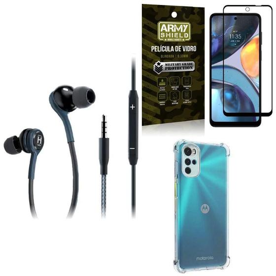 Imagem de Kit Capinha Moto G22 + Fone De Ouvido Extreme + Película