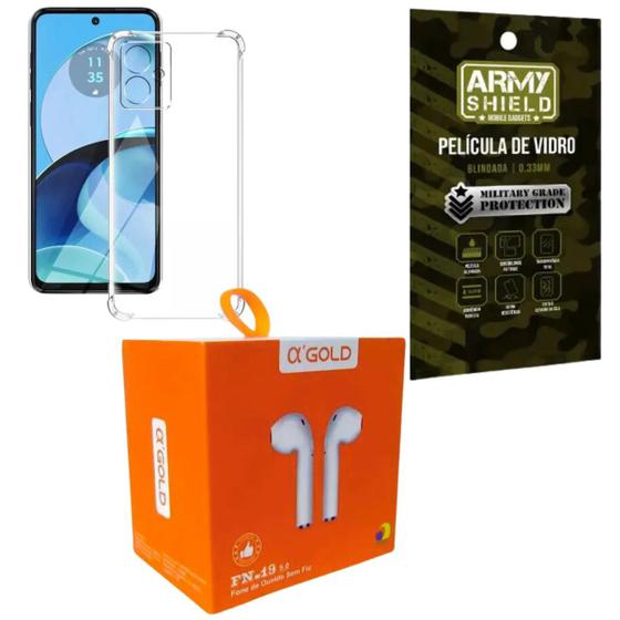 Imagem de Kit Capinha Moto G24 Power + Fone Bluetooth + Pelicula de Vidro 3D - Armyshield