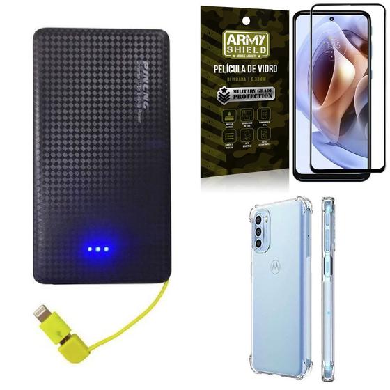 Imagem de Kit Capinha Moto G41 + Carregador Portátil 5K + Película 3D Armyshield