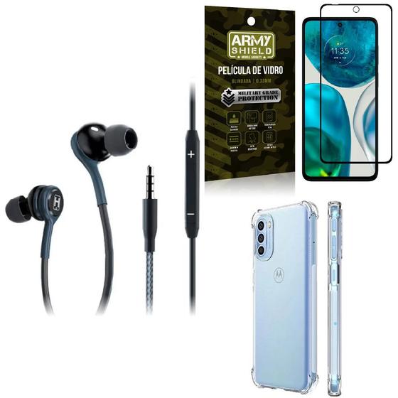 Imagem de Kit Capinha Moto G52 + Fone de Ouvido Extreme + Película Vidro 3D