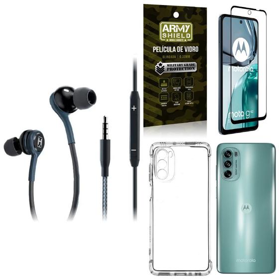 Imagem de Kit Capinha Moto G62 + Fone de Ouvido Extreme + Película Vidro 3D