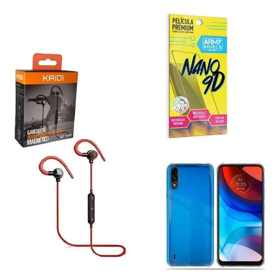 Imagem de Kit Capinha Motorola E7 Power Fone Esportivo E Película 9D