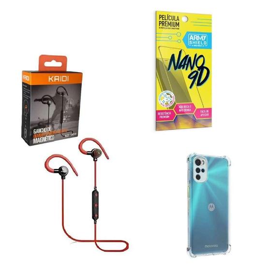 Imagem de Kit Capinha Motorola G22 Fone Bluetooth E Película 9D