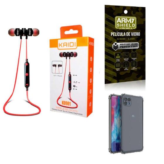 Imagem de Kit Capinha Motorola G50 5G + Fone Bluetooth Esportivo e Película de vidro 3D