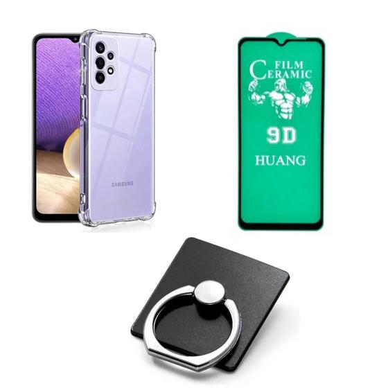 Imagem de Kit Capinha + Película Cerâmica 9D + Suporte Anel para Samsung Galaxy A53