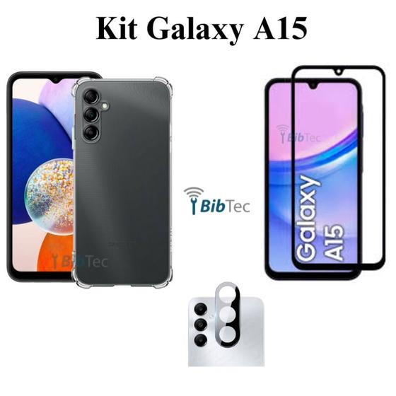 Imagem de Kit Capinha + Película de Vidro 3D + Película de Câmera para Samsung Galaxy A15