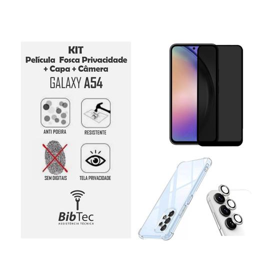 Imagem de Kit Capinha + Película Privativa Fosca Cerâmica + Película Câmera Samsung Galaxy A54