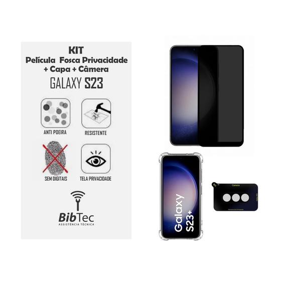 Imagem de Kit Capinha + Película Privativa Fosca + Película Câmera Samsung Galaxy S23 TELA 6.1