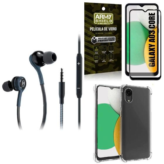 Imagem de Kit Capinha Samsung A03 Core + Fone de Ouvido Extreme + Película Vidro 3D