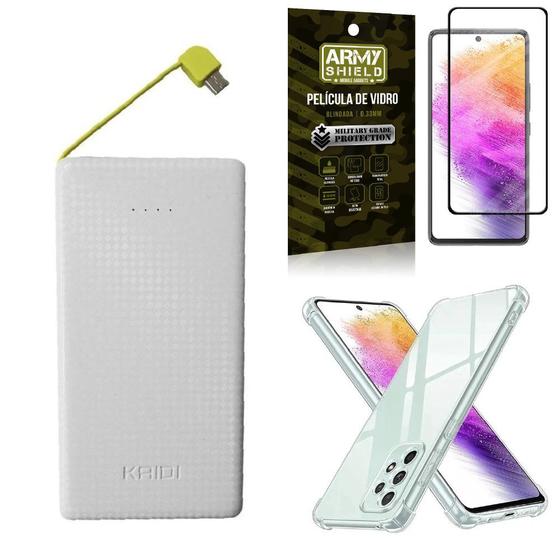 Imagem de Kit Capinha Samsung A73 5G + Carregador Portátil 10K + Película 3D Armyshield