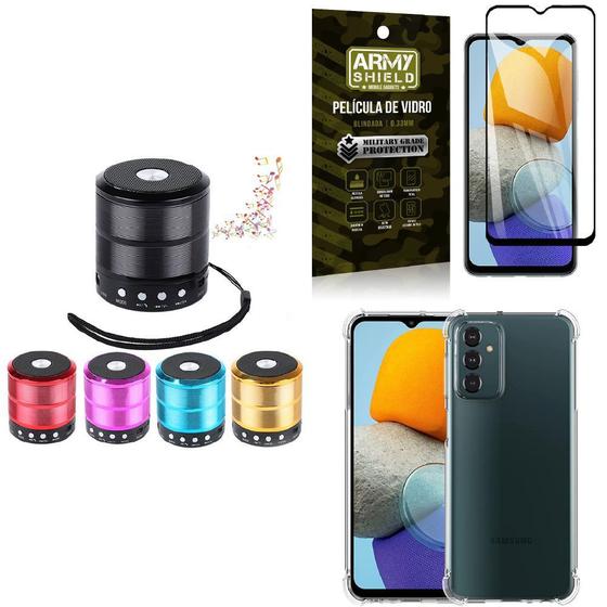 Imagem de Kit Capinha Samsung M23 5G + Mini Som Bluetooth + Película 3D Armyshield