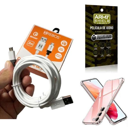 Imagem de Kit Capinha Samsung S23 Plus com Cabo Turbo Tipo C 3 Metros e Película de vidro 3D