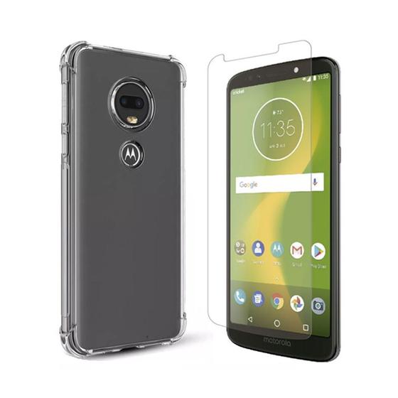 Kit Capinha Silicone Antichoque + Pelicula Vidro Moto G7 Power Menor preço em Kit Capinha Silicone Antichoque + Pelicula Vidro Moto G7 Power