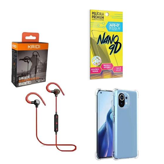 Imagem de Kit Capinha Xiaomi Mi 11 Lite Fone Bluetooth E Película 9D