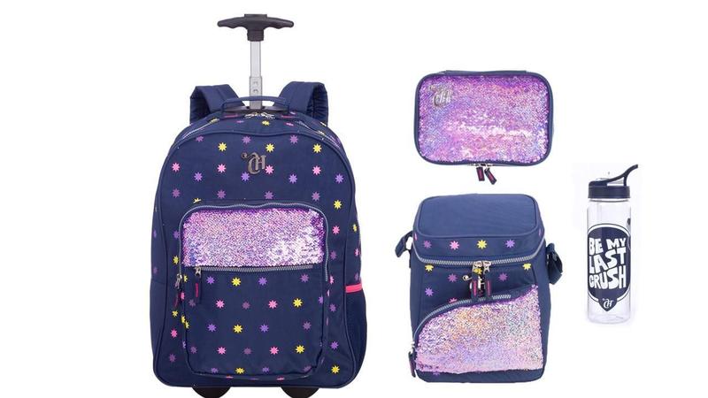 Imagem de Kit Capricho Mochila De Rodas + Lancheira + Estojo + Garrafa