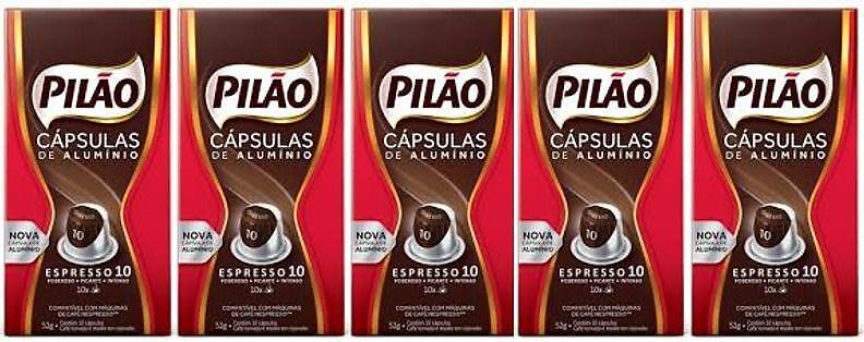 Imagem de Kit cápsulas café pilão nespresso 10 fortíssimo = 50 cápsulas