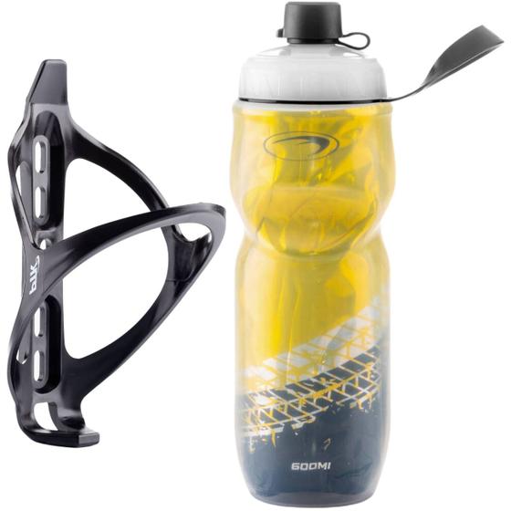 Imagem de Kit Caramanhola Térmica Ptk 600ml + Suporte Garrafa Ciclismo