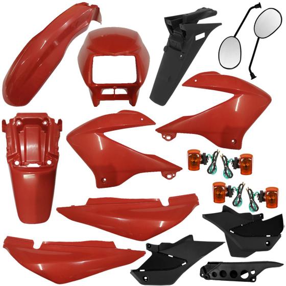 Imagem de Kit Carenagem Completa + Injetados Honda Bros 125/150 Vermelho 2005/2006