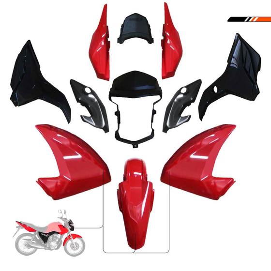 Kit Carenagem Completo Cg Fan 125 Es 2014 Vermelho Sportive Menor preço em Kit Carenagem Completo Cg Fan 125 Es 2014 Vermelho Sportive