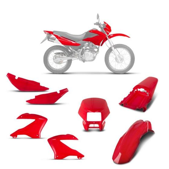 Imagem de Kit Carenagem Completo Roupa Moto NXR 125/150 Bros Vermelho Clívia 2006 Modelo Original Pro Tork